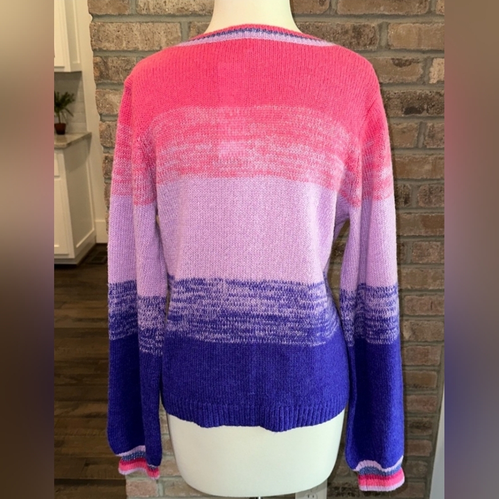Lilly Pulitzer Ombre Stripe Cardigan Cardy Knit Sweater Tessalyn Size Large - Picture 3 of 3